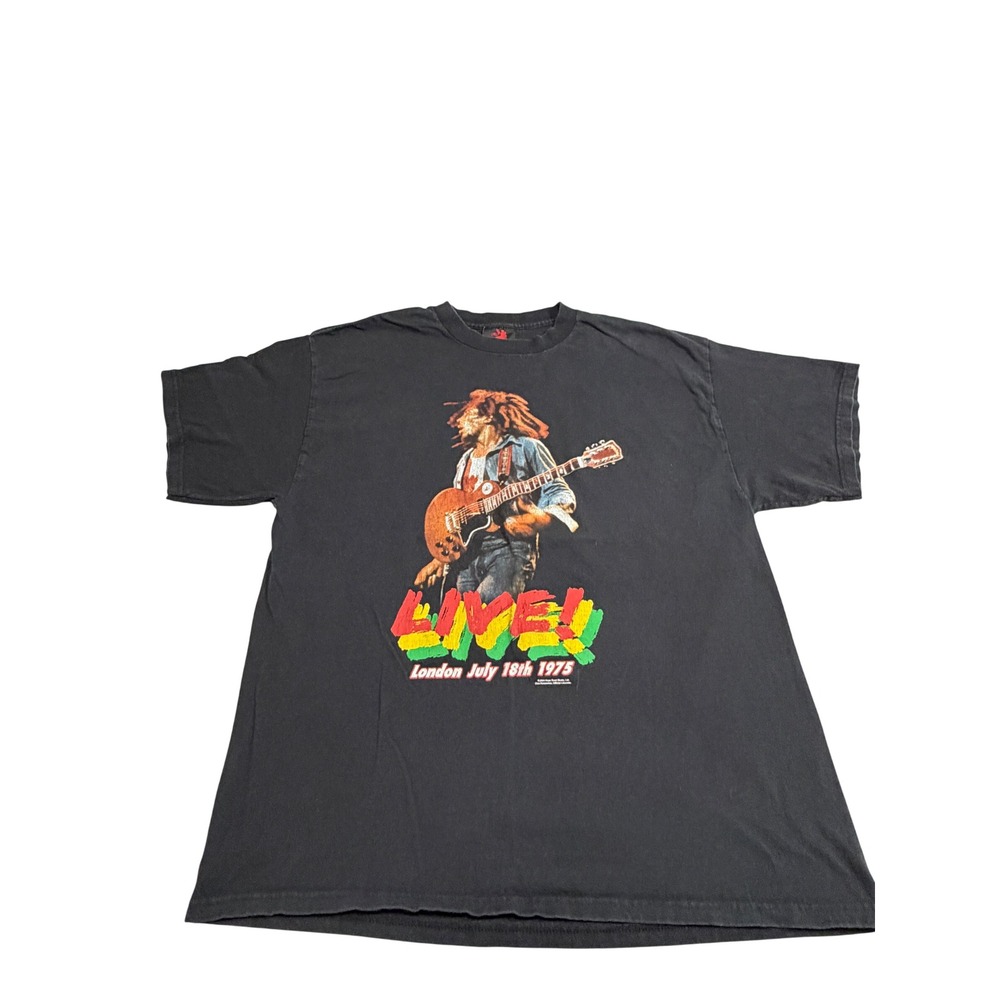 Zion Rootswear Bob Marley Live London 1975 Graphic T-Shirt Black Mens 1X